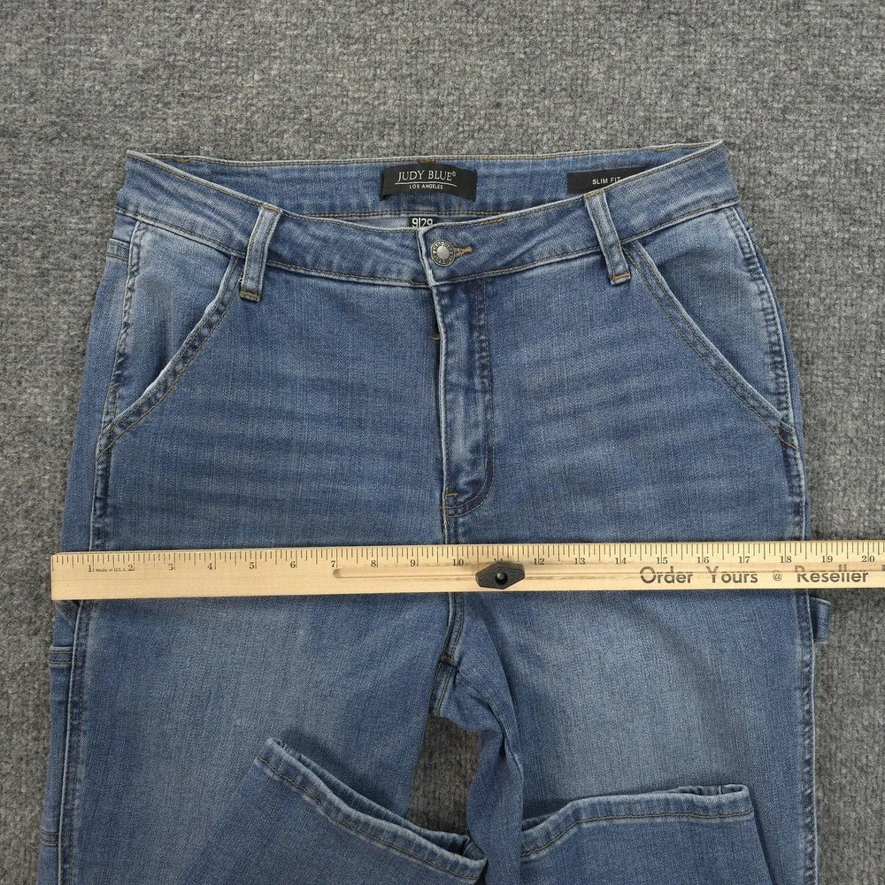 Judy‎ Blue Jeans Womens 9/29 Blue Slim Fit Straight Mid Rise Cargo Stretch Denim